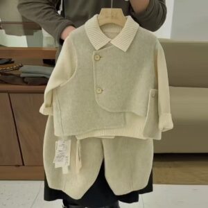 Kids Wool Blend Vest and Pants Set