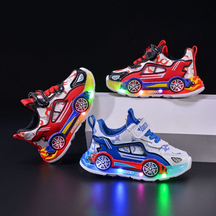 Cartoon Car Light-up Sneakers for Kids