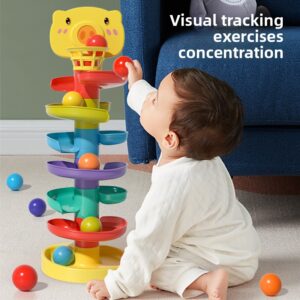 Baby Early Education Stacking Toy with Rolling Tracks