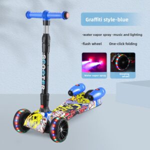 Kids Spray Smoke Foldable Electric Scooter with LED Lights
